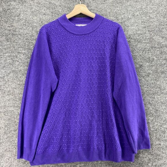 Allison Daley Sweater Pullover Women 1X Plus Blue Knit Crew Neck Long Sleeve - Picture 3 of 9